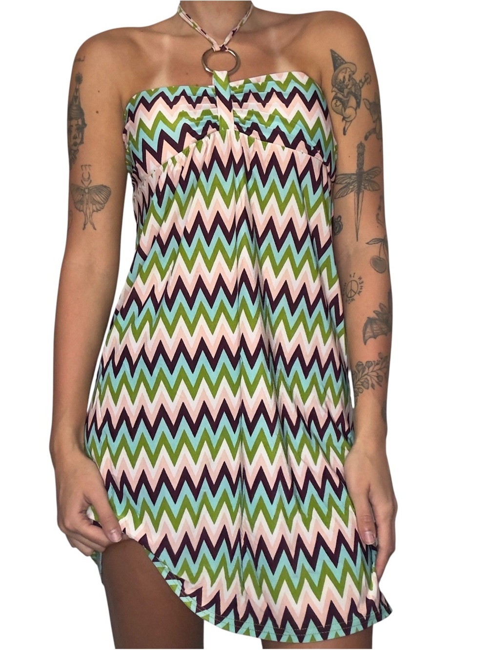 Y2K Pattern Halter Dress